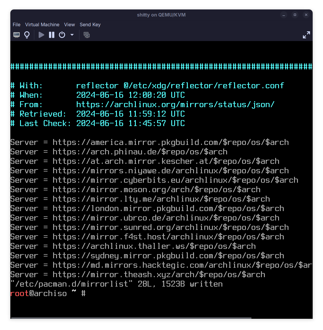 Setting the list of package manager mirrors in the Helix text editor