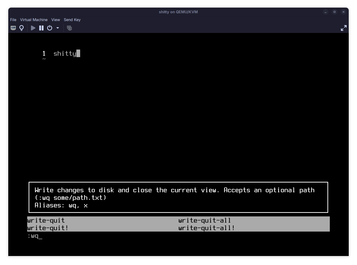 setting the system hostname to shitty in the Helix editor