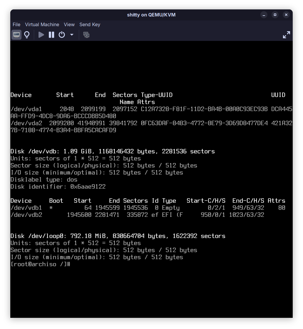 a list of partition UUIDs and disk information from "fdisk -x"