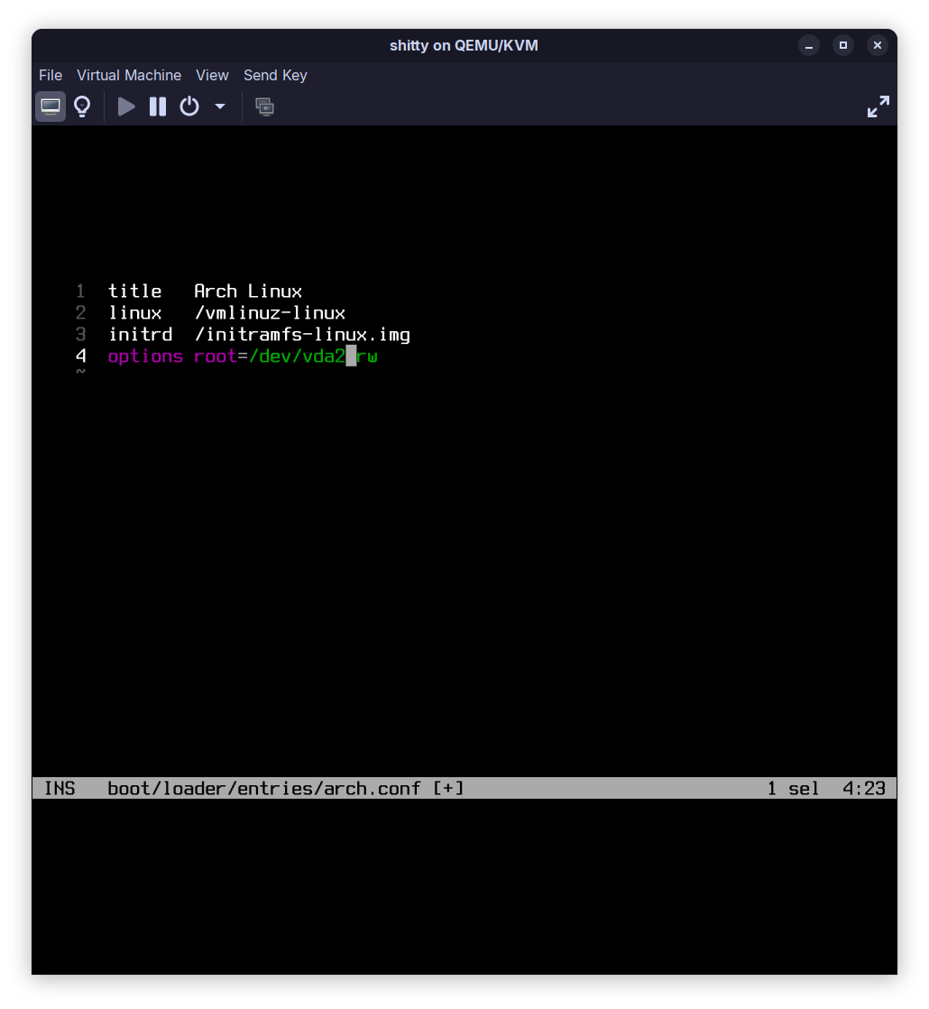 setting it to use /dev/vda2 as its root instead of the UUID