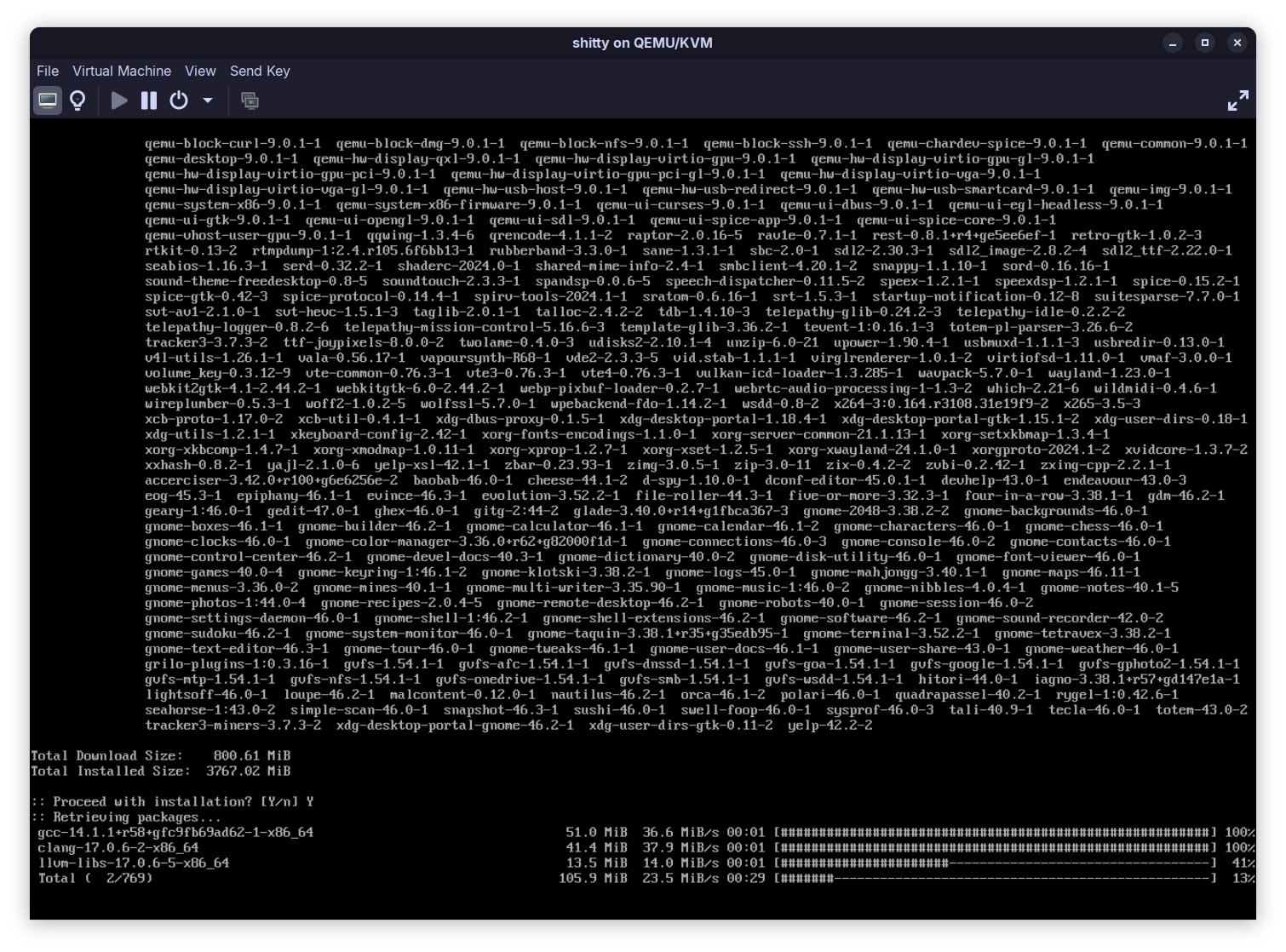 pacman installing gnome, gdm and gnome-extra